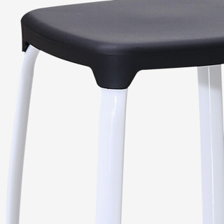 华恺之星 凳子椅子休闲时尚彩色换鞋凳加厚塑料凳子矮凳 黑色