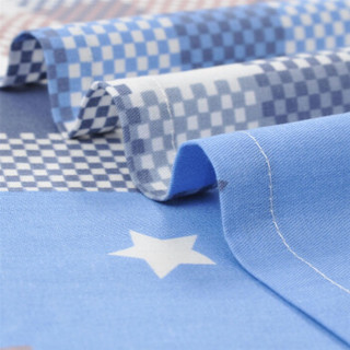 华康 床品家纺 纯棉斜纹整幅印花 加大双人床单 230×250cm 格伦比亚(蓝) 适用1.8米床