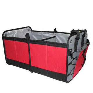 悦卡 汽车收纳箱储物箱 车用后备箱整理箱 伸缩款可折叠置物用品50L 牛津布 黑红色