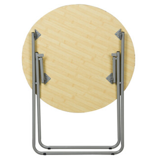 慧乐家 电脑桌 简约折叠圆桌 可折叠便携餐桌 竹木纹色 22127
