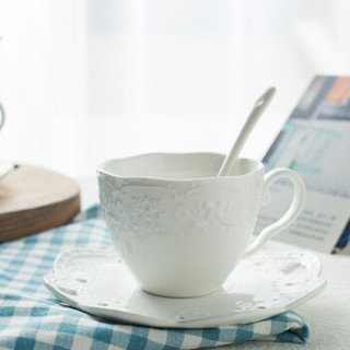 瓷工巧匠 陶瓷茶具咖啡杯套装陶瓷杯创意咖啡杯子套装 2杯2勺2碟