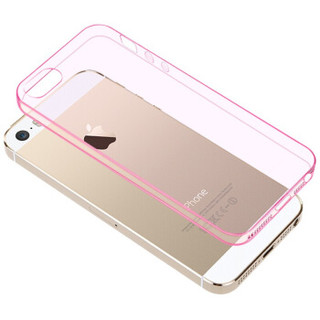 毕亚兹(BIAZE) 苹果5S/SE/5手机壳 iPhone5S/SE/5保护套 全包防摔透明软壳 清爽系列 JK01-粉色
