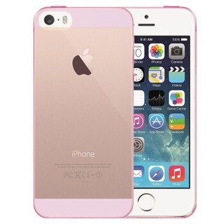 毕亚兹(BIAZE) 苹果5S/SE/5手机壳 iPhone5S/SE/5保护套 全包防摔透明软壳 清爽系列 JK01-粉色
