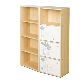 慧乐家 四层书柜组合套装 书柜 储物柜 置物架 白枫木色 白色 FNAL-11182-1