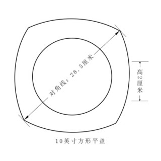 SKYTOP斯凯绨 陶瓷盘子骨瓷餐具西餐盘大号牛排盘纯白10英寸方形