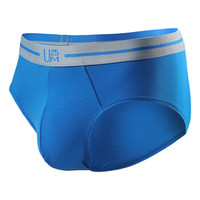 UM25 男士内裤U棉时尚80S棉氨纶宽腰边中腰三角裤 精灵蓝 185/XL UM22AE1 (蓝色、185/XL、三角裤、棉质)