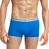 UM25 男士内裤U棉时尚80S棉氨纶宽腰边中腰平角裤 精灵蓝 170/S UM23AE1 (蓝色、170/S、平角裤、棉质)