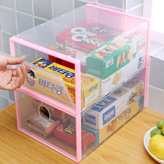 青苇 翻盖式塑料收纳盒 透明鞋盒 组合杂物整理箱 大号6个装 粉色