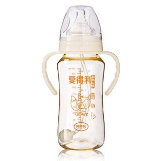 爱得利(IVORY) 奶瓶 宽口径 婴儿奶瓶 PES奶瓶330ml(配十字奶嘴)AA-301颜色图案随机发货