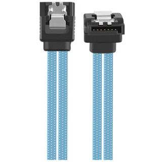 CE-LINK SATA硬盘数据线3代弯头 高速双通道硬盘串口铝箔连接线 支持SSD固态硬盘 下弯蓝色 0.45米 2623