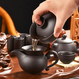 尚帝（shangdi）整套茶具紫砂功夫茶具套装茶壶茶杯科技木茶盘自动加水 压板招财金蟾圣龙紫砂带电热炉套装