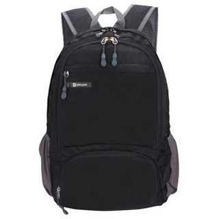 SVVISSGEM 双肩包 轻款透气户外休闲双肩背包书包 可折叠包购物包 男旅行皮肤包 SA-7318 黑色