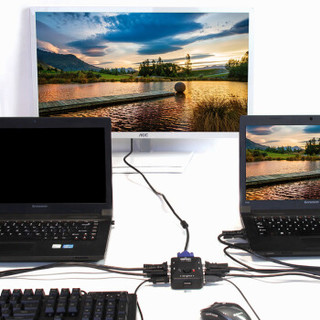 优越者(UNITEK)VGA切换器2进1出 手动KVM视频切换器 1.5米 台式笔记本电脑监控vga转换器配原装线 U-8709ABK
