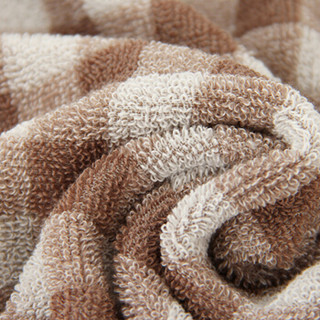 三利 纯棉色织格纹毛巾被 居家办公午休四季通用盖毯 大单人160×200cm 咖色