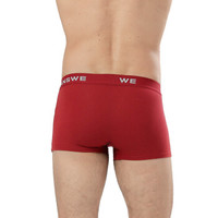 Langsha 浪莎 男士内裤 男平角裤弹力棉透气u凸性感青年四角裤头4条混色 170/L (红色、L、平角裤、棉)