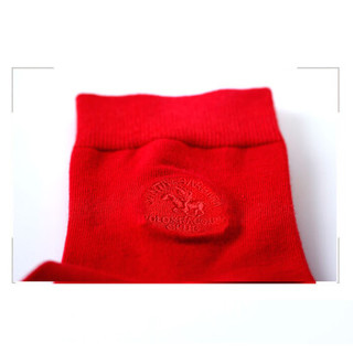 圣大保罗 男士喜庆红棉袜刺绣款 男式休闲棉袜2双装PS-5757红色 均码