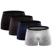 恒源祥 男士内裤 舒爽印花平角裤 016909 混色4条装170/95 (黑色、L、平角裤、粘胶纤维)