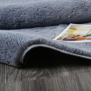 方若（FANROL）地毯客厅茶几卧室地毯进门垫丝毛绒防滑脚垫 银灰色 80*160cm