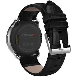 脉珂 （MyKronoz） 瑞士智能手表ZeRound（通话&彩色触摸屏 计步，距离，卡路里）黑色皮革表带/银色表盘