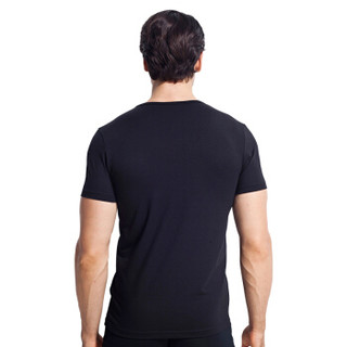 SEPTWOLVES 七匹狼 打底短袖T恤男式 V领休闲运动 98714 黑色 M (黑色、M、棉)