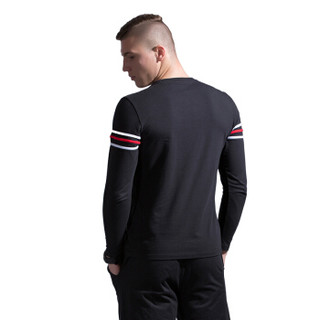 AC米兰男士长袖T恤圆领球迷专属吸汗透气休闲精棉训练长袖衫T恤男黑色L55519