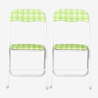 好事达折叠椅 布面家用会客椅子 靠背会议椅(绿色)（两件套）2954
