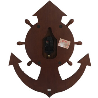 枫叶(MapleLeaf)挂钟创意壁挂钟客厅欧式实木钟表船舵静音时钟现代挂表地中海石英钟 樱桃木色7028-1