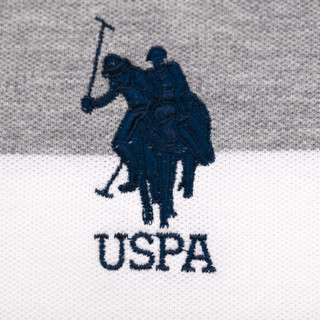 U.S. POLO ASSN.polo衫短袖男士棉氨条纹美式休闲翻领男士短袖T恤 灰色条纹2XL-185