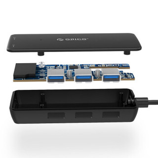奥睿科（ORICO）H3TS-U3 高速3口USB3.0分线器HUB集线器+读卡器扩展 带TF/SD读卡器 支持苹果笔记本电脑 黑色