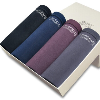 GANGSHA 港莎 男式内裤再生纤维素纤维纯色平角裤 4条装 D1761 四色 L (黑色、L、平角裤、再生纤维)