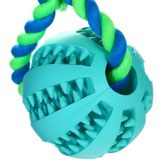 好友宠友 穿绳西瓜球 宠物狗狗玩具 磨牙洁齿 室内外互动 蓝色 大号 中大型犬适用 球直径7cm