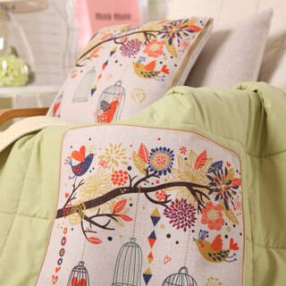 迎馨家纺 时尚个性创意抱枕被 两用折叠被抱枕盖被 汽车办公室午休被 花鸟世界