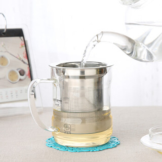 品茶忆友 玻璃茶具 茶杯水杯玻璃杯不锈钢茶漏泡茶杯 jp-17竹节杯