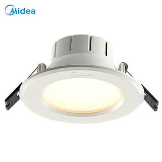 美的（Midea）LED筒灯嵌入式客厅天花灯桶灯一体开孔8超薄3000k漆白PC黄光4W