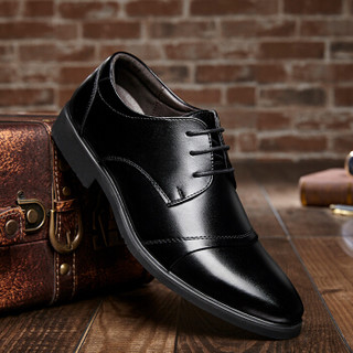 COSO 男士英伦潮流低帮系带商务休闲皮鞋 C701 黑色 37码