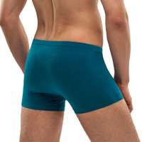 UM25 U棉系列男士中腰平角内裤棉质一片式剪裁无侧缝 孔雀蓝 175  UM23AB1 (蓝色、175、平角裤、棉质)