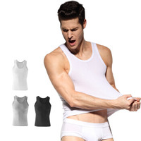 Bejirog 北极绒 男士背心T恤弹力纯色无袖吊带打底衫休闲运动棉质背心男2件装白+白 5D7CDE369 XXXL