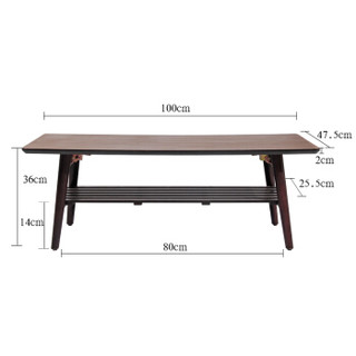 慧乐家 茶几方形 京东配送茶几边桌 小户型现代简约飘窗桌炕几 日式创意客厅家具 胡桃木色 33143-1