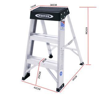 稳耐 家用梯 铝合金梯凳加厚折叠人字梯工程梯三步登高楼梯凳工业梯子150B 美国进口品牌