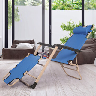 REDCAMP 折叠躺椅午休午睡椅便携办公室家用单人床简易沙滩椅靠背 Y200蓝色
