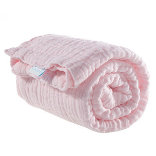 隽优（Covator）婴儿浴巾 精梳棉素色六层纯棉水洗纱布方浴巾宝宝婴儿抱毯 A类婴幼儿用 粉色 95*95cm盒装