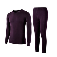 PLAYBOY 花花公子 秋衣秋裤男 保暖内衣男 打底衫 男士内衣棉毛衫棉毛裤套装 纯棉薄款 D9188 紫色(圆领) L