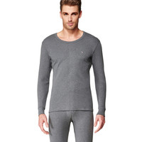 PLAYBOY 花花公子 秋衣秋裤男 保暖内衣男 打底衫 男士内衣 D9188 棉毛衫棉毛裤套装 纯棉薄款 深麻灰 (圆领)L