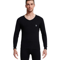 PLAYBOY 花花公子 秋衣秋裤男 保暖内衣男 打底衫 男士内衣 D9188 棉毛衫棉毛裤套装 纯棉薄款 黑色(V领) M