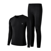 PLAYBOY 花花公子 秋衣秋裤男 保暖内衣男 打底衫 男士内衣 D9188 棉毛衫棉毛裤套装 纯棉薄款 黑色(V领) L