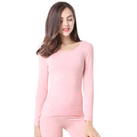 GANGSHA 港莎 秋衣秋裤女士无缝塑身美体内衣纯色薄款套装 彩棉女款-灰粉 D99621 均码