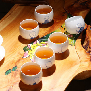 尚帝（shangdi）手绘茶杯子品茗杯喝茶主人杯功夫茶具青花德化陶瓷白薄透 和尚六相不倒杯套组