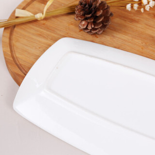 SKYTOP斯凯绨 陶瓷长方日式料理盘子骨瓷小鱼盘纯白10.5英寸