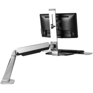 Brateck 站立办公升降台式显示器支架 桌面立式铝合金电脑架 坐站交替可移动电脑办公桌 托盘工作台DWS02-C01