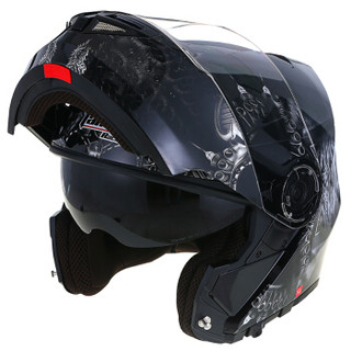 坦克（Tanked Racing）摩托车头盔电动电瓶车头盔双镜片揭面盔 T270四季通用 M码 亚黑 幽灵之夜